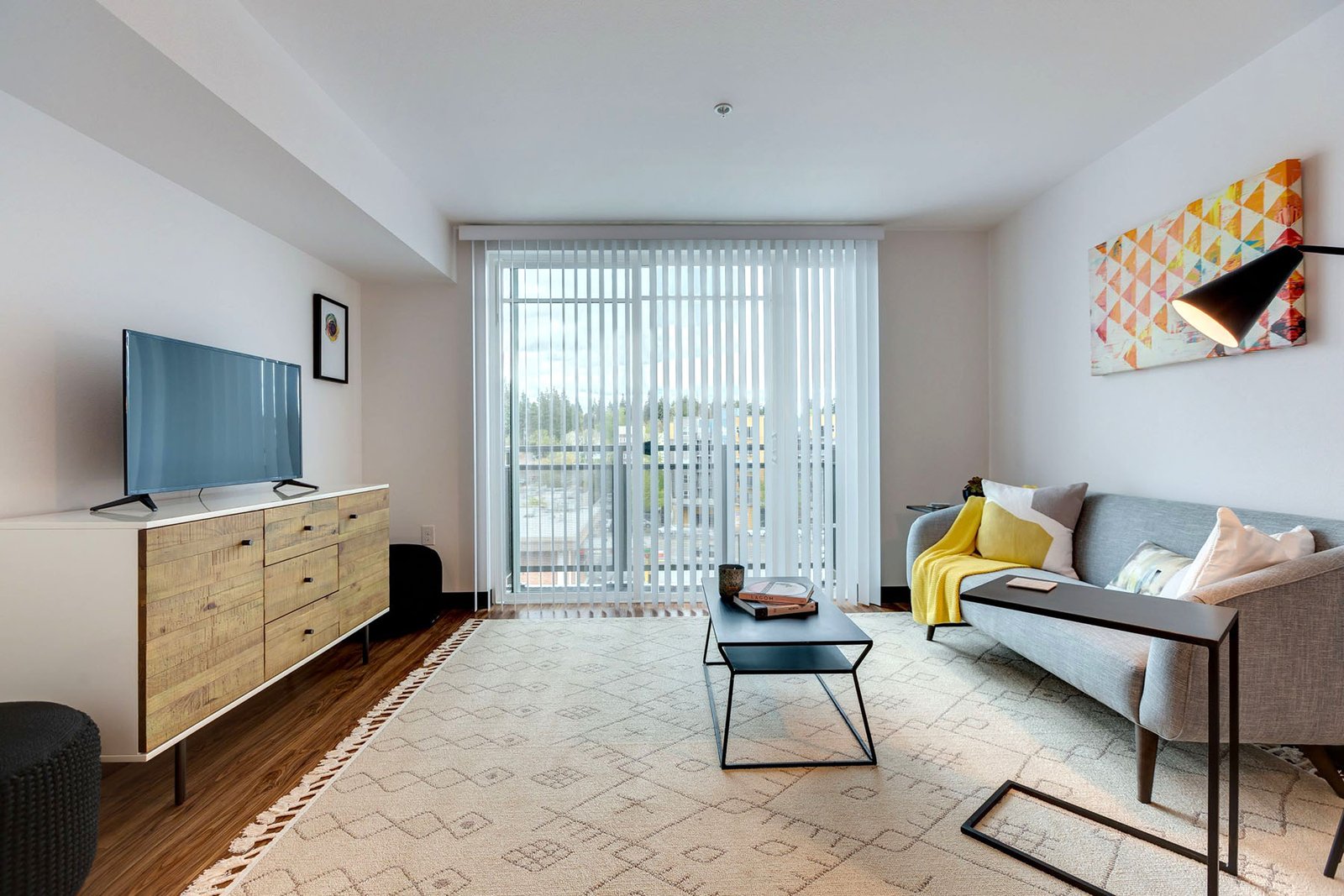 Living room at Mysa Apartments